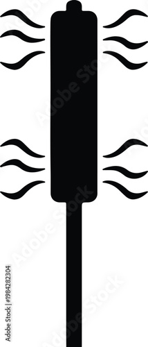 Silhouette professional soldering iron device emitting heat waves creative symbol vector design