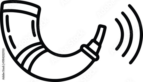 Silhouette traditional shofar musical instrument with sound waves icon vector design