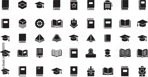Education icons and symbols for learning and school