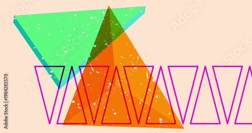 Colorful geometric shapes animation. Object in trendy riso graph design. Geometry elements abstract risograph texture style video.