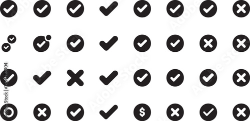 Black and white checkmark and x symbols pattern