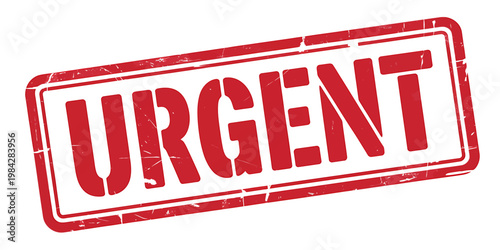 Red urgent stamp graphic isolated on transparent background for important notices