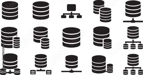 Database storage and organization concept icons set