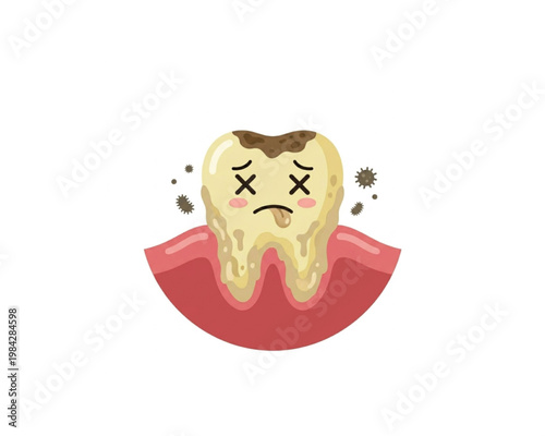 Unhealthy Tooth with Cavity and Germs
