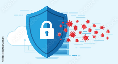 Robust cybersecurity shield safeguarding sensitive data and cloud infrastructure from viral attacks