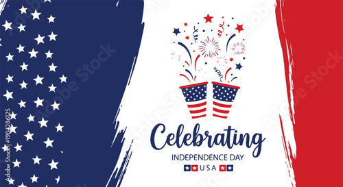 American independence day celebration with fireworks and patriotic elements