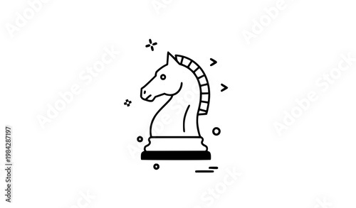 Minimal chess knight strategy icon business management flat vector illustration design