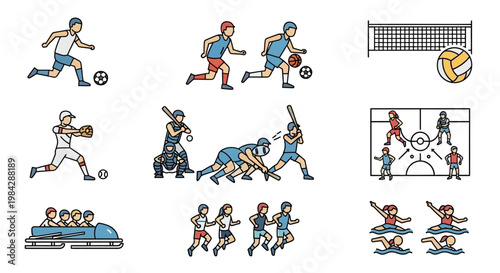 People playing various sports together.