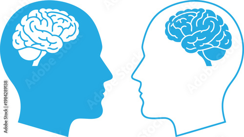 Brain silhouette icons exploring human thought intelligence and mental health concepts