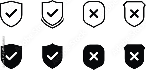 Security shield icons vector graphics for safety protection and trust