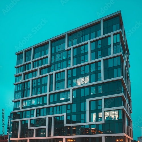Modern Architecture - A Striking Building Against a Vivid Blue Sky.