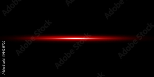 Glowing Red flare laser, Light Red effect reflections, neon beam over dark abstract background, shine speed flash of light, and sparks	
