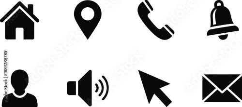 Essential communication location icons vector graphics for ui ux design