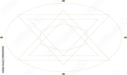 Geometric, sacred, gold, star, symbol, mandala, spiritual isolated on White Background