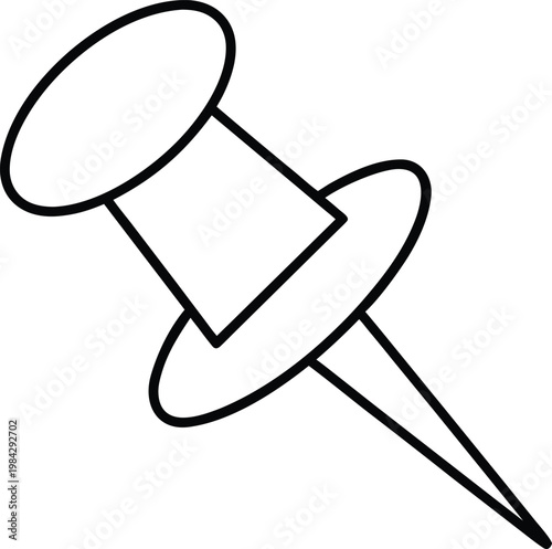 pushpin round head with sharp point side profil silhouette vector illustration on transparent background