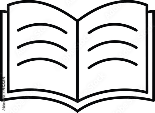 Obraz na plátně open book two pages visible spine curved minim silhouette vector illustration on