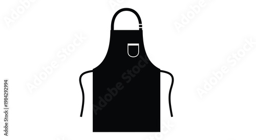 Simple black silhouette of a cooking apron with adjustable straps