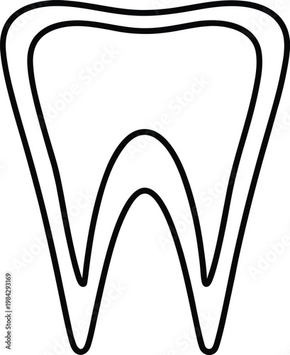 molar tooth upright lobed crown two roots formi silhouette vector illustration on transparent background