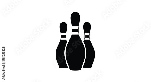 Black silhouette of bowling pins arranged in a triangular formation