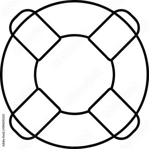 lifebuoy ring shaped with cross ropes inside silhouette vector illustration on transparent background