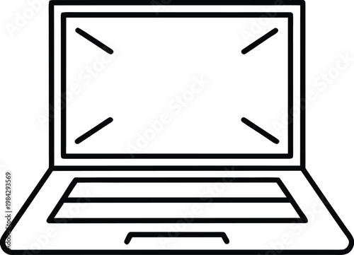 laptop clamshell open at 45 screen blank keyb silhouette vector illustration on transparent background