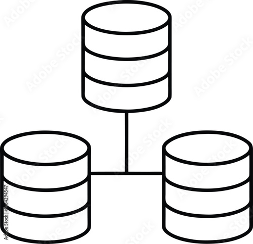 database icon stack of three cylinders discs silhouette vector illustration on transparent background