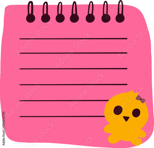 Cute Spiral Notebook With Chick Illustration