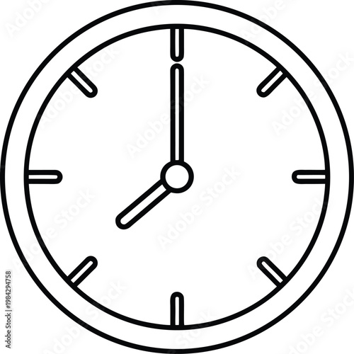 clock circular face with roman numerals or simpl silhouette vector illustration on transparent background