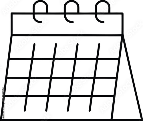 calendar open monthly grid with top tear off str silhouette vector illustration on transparent background