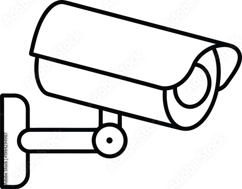bullet style security camera cylindrical body silhouette vector illustration on transparent background