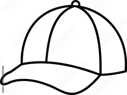 baseball cap front side angle curved brim six silhouette vector illustration on transparent background