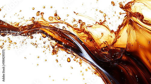 Dynamic close-up of a liquid wave with bubbles and splashes, black background