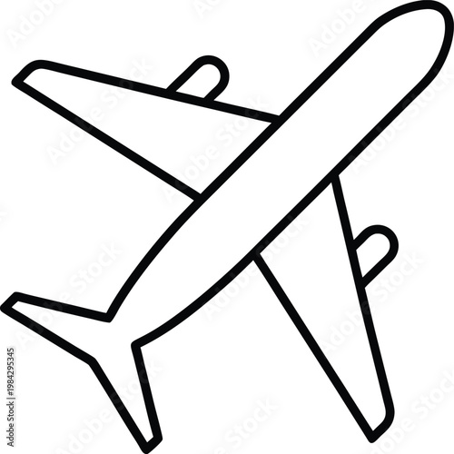 airplane side profile with wings tail fin and silhouette vector illustration on transparent background