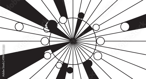 Geometric, abstract, black and white vector graphic, modern optical illusion design element