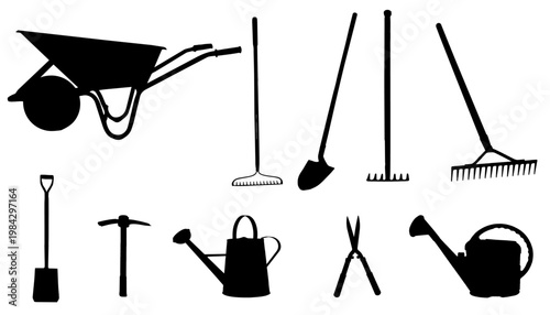 Vector set of gardening tools
