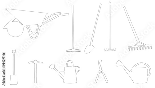 Vector set of gardening tools