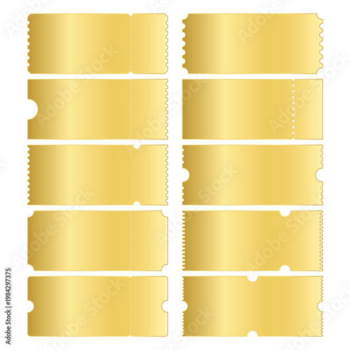 Elegant Blank Golden Ticket Vector Illustration