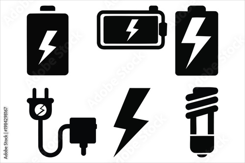 Collection of black and white icons representing various energy sources