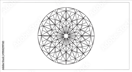 Geometric Flower of Life Mandala, Sacred Geometry Patterns, Black Line Art, Vector Ornaments