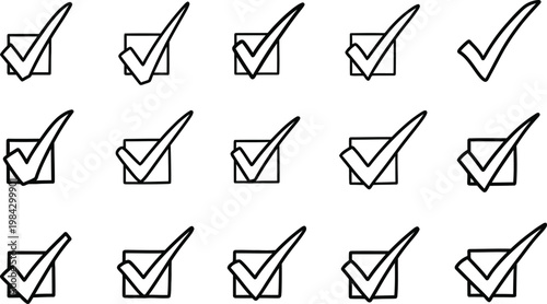 Collection of black and white checkmark icons