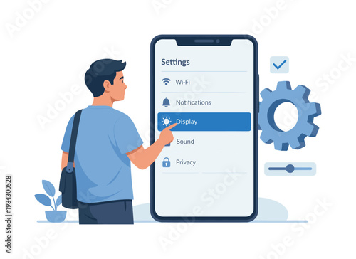 A user navigating system settings to personalize device functionality and improve usability, illustrating digital literacy, customization, and everyday interaction with