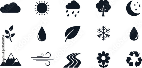 Collection of black environmental icons