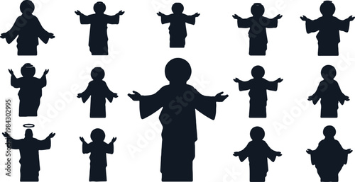Collection of jesus christ silhouettes in various poses