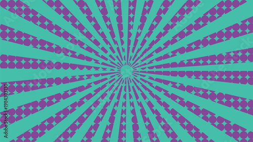 Vibrant circus background dynamic radial burst of teal and purple stripes for event design and entertainment