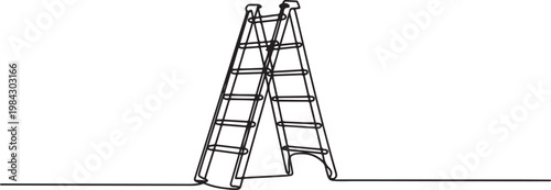 Continuous one line of a secure ladder with stable structure, fall prevention theme.one line drawing vector illustration