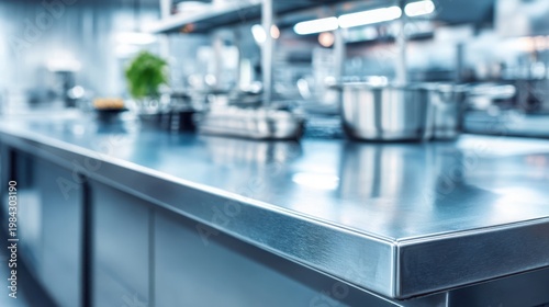 Clean Stainless Steel Food Preparation Surface in a Commercial Kitchen Setting