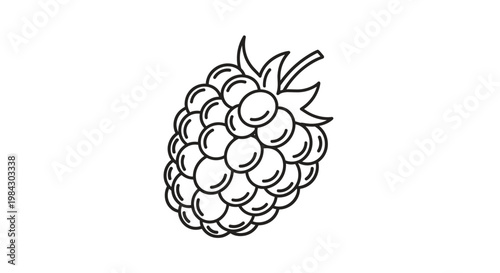 A simple outline drawing of a ripe pineapple fruit is perfect for graphic design, summer themes, and tropical food concepts.