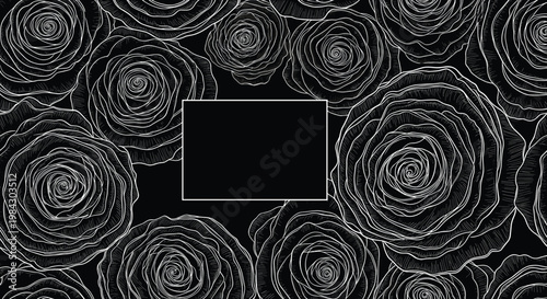 Intricate monochrome rose floral pattern texture perfect for elegant wedding invitations vintage design elements and romantic wallpaper backgrounds.