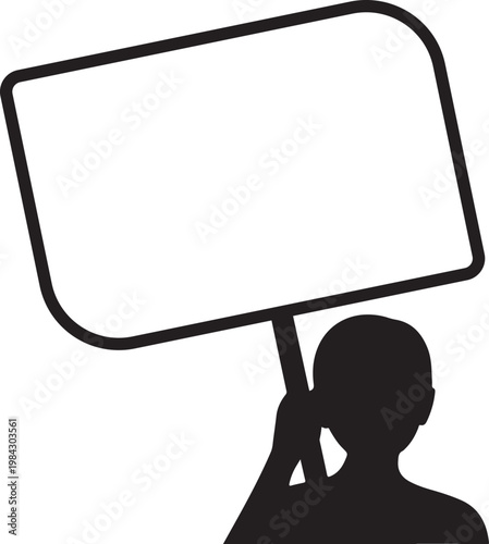 Protest sign board mockup vector silhouette isolated on white background