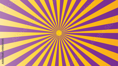Vibrant circus background dynamic sunburst pattern in gold and purple for entertainment and event design